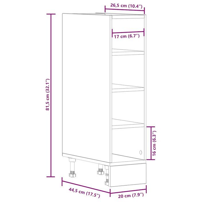 Armoire basse chêne sonoma 20x44,5x81,5 cm bois d’ingénierie - Photo n°9