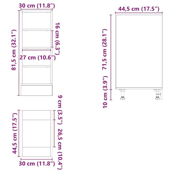 Armoire basse chêne sonoma 30x44,5x81,5 cm bois d’ingénierie - Photo n°9