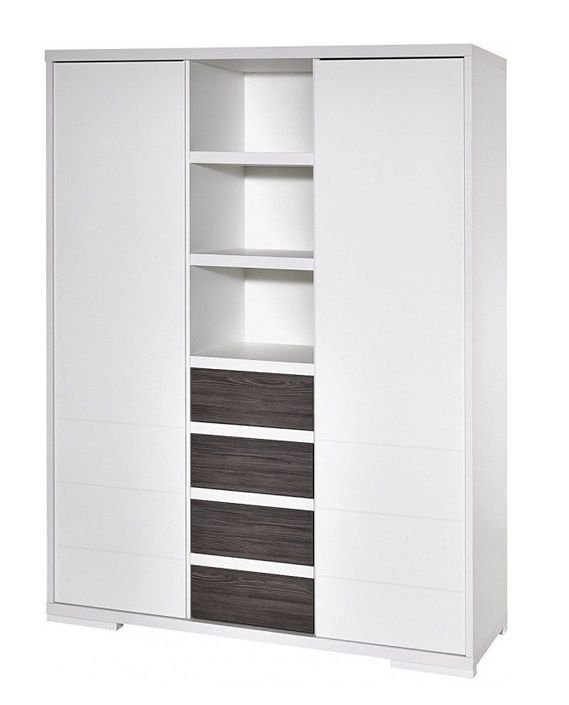 Armoire bébé 2 portes 4 tiroirs laqué blanc et gris Maxx Fleetwood - Photo n°1