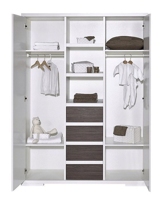 Armoire bébé 2 portes 4 tiroirs laqué blanc et gris Maxx Fleetwood - Photo n°2