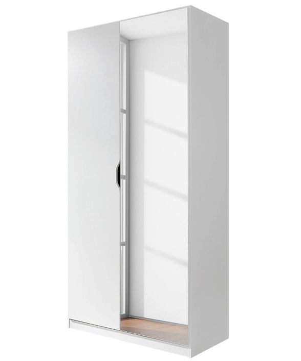 Armoire blanche 2 portes 1 porte miroir Romane 91 cm - Photo n°1