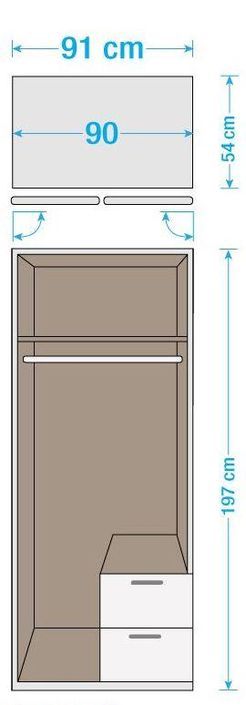 Armoire Blanche et Chêne de Sonoma 2 portes 2 tiroirs Kaze - Photo n°2