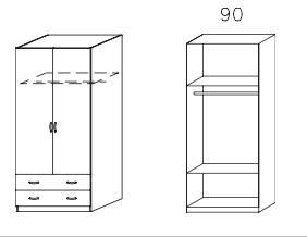 Armoire Blanche et Chêne de Sonoma 2 portes battantes 2 tiroirs Kaze 2 - Photo n°4