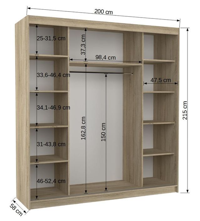 Armoire chambre adulte blanche 2 portes coulissantes Yvona 200 cm - Photo n°4