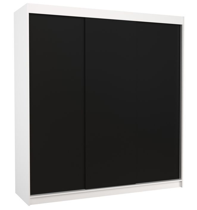 Armoire chambre adulte blanche et noir 2 portes coulissantes Kamia 200 cm - Photo n°1