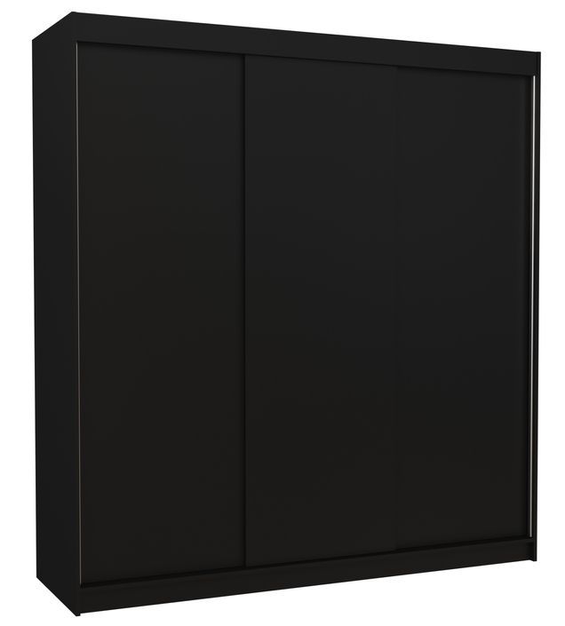 Armoire chambre adulte noir 2 portes coulissantes Kamia 200 cm - Photo n°1