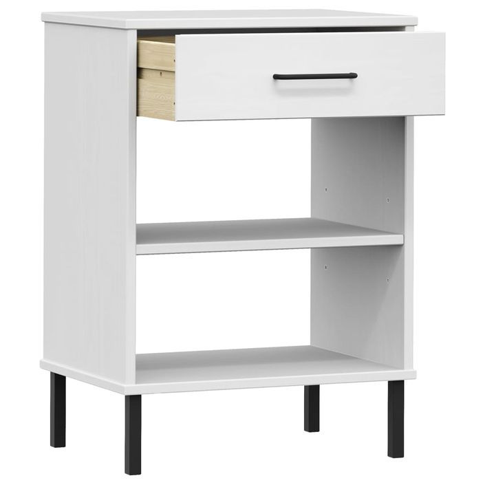 Armoire console avec pieds en métal Blanc Bois pin massif OSLO - Photo n°5