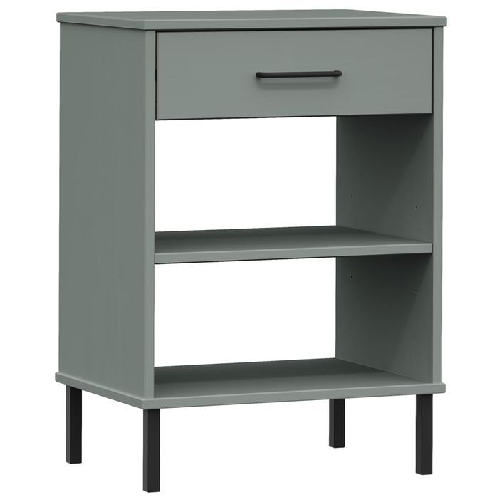 Armoire console avec pieds en métal Gris Bois pin massif OSLO - Photo n°1