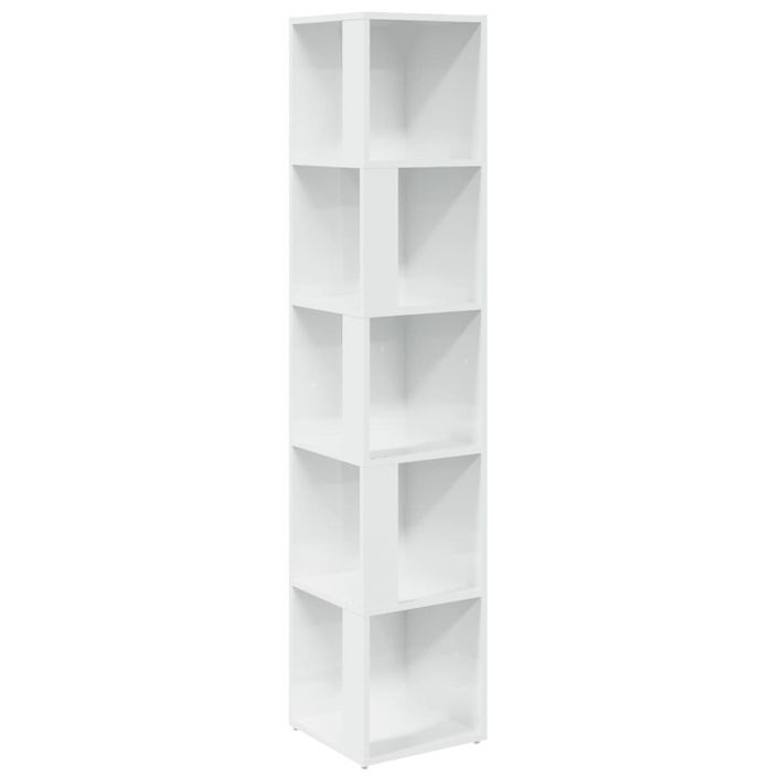 Armoire d'angle Blanc brillant 33x33x164,5 cm Bois d'ingénierie - Photo n°2