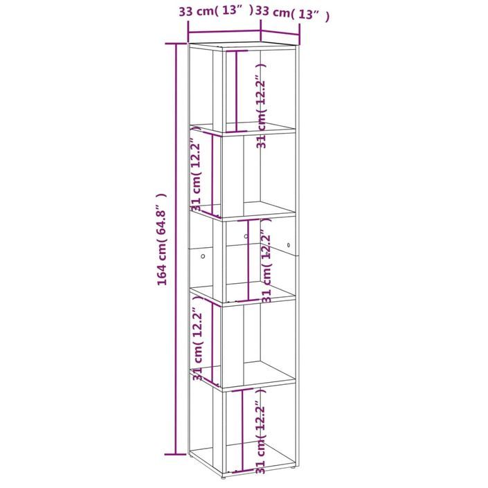 Armoire d'angle Blanc brillant 33x33x164,5 cm Bois d'ingénierie - Photo n°8