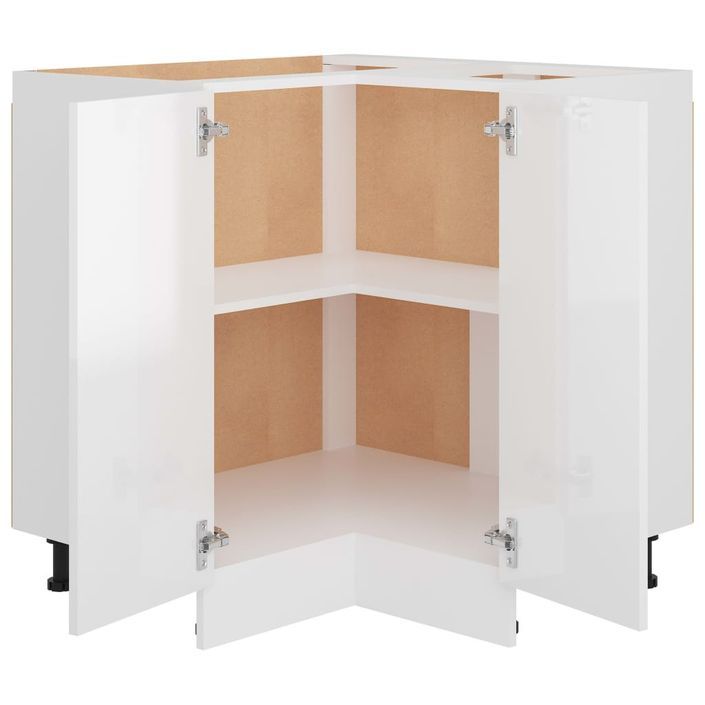 Armoire d'angle Blanc brillant 75,5x75,5x80,5 cm - Photo n°5