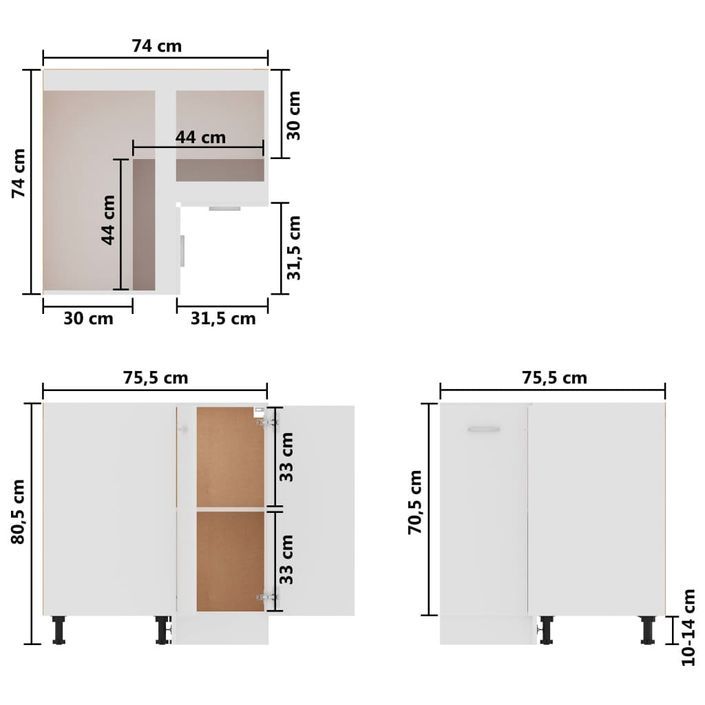 Armoire d'angle Blanc brillant 75,5x75,5x80,5 cm - Photo n°9