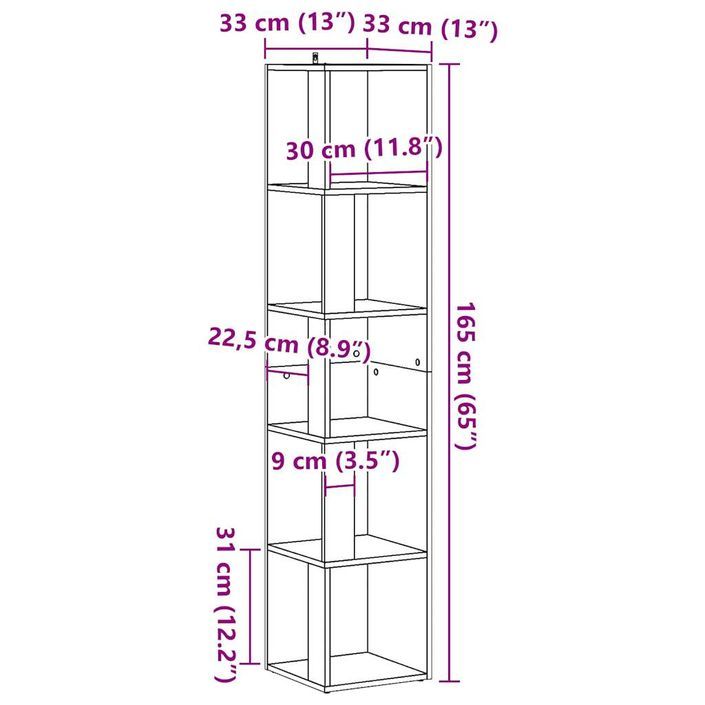 Armoire d'angle chêne artisanal 33x33x165 cm bois d'ingénierie - Photo n°9