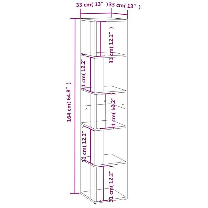 Armoire d'angle Chêne marron 33x33x164,5 cm Bois d'ingénierie - Photo n°8