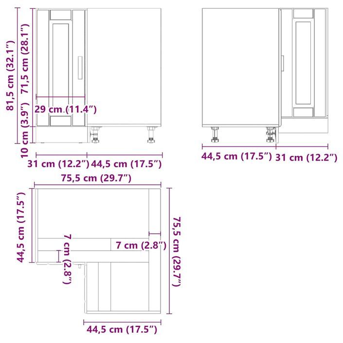 Armoire d'angle de cuisine Porto blanc bois d'ingénierie - Photo n°12