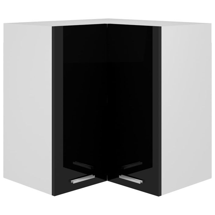 Armoire d'angle suspendue Noir brillant 57x57x60 cm - Photo n°1