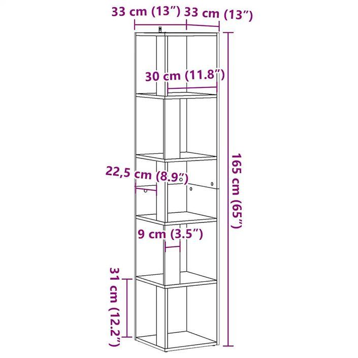 Armoire d'angle vieux bois 33x33x165 cm bois d'ingénierie - Photo n°9