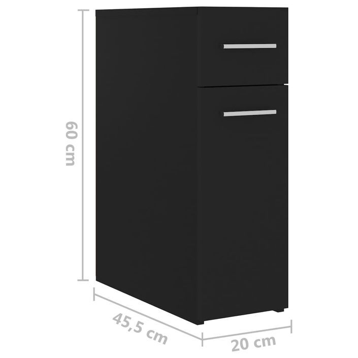 Armoire d'apothicaire Noir 20x45,5x60 cm - Photo n°8