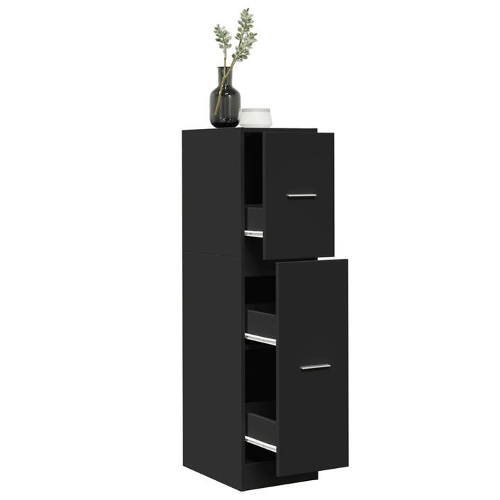 Armoire d'apothicaire noir 30x41x118 cm bois d'ingénierie - Photo n°1