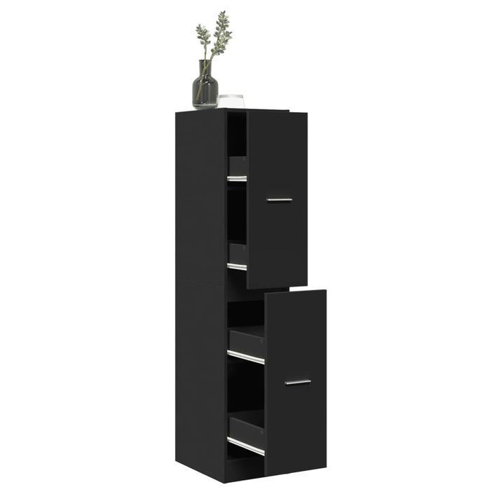 Armoire d'apothicaire noir 30x41x144,5 cm bois d'ingénierie - Photo n°1