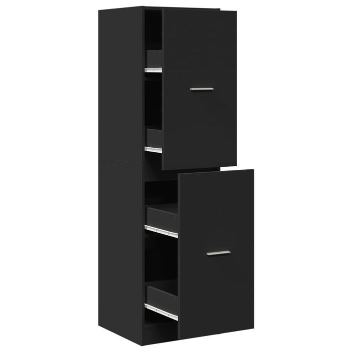 Armoire d'apothicaire noir 40x41x144,5 cm bois d'ingénierie - Photo n°2