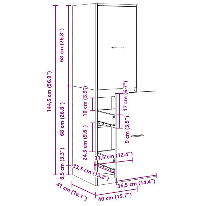 Armoire d'apothicaire vieux bois 30x41x118 cm bois d'ingénierie - Photo n°10