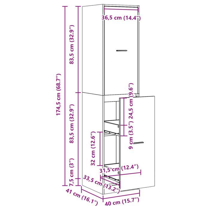 Armoire d'apothicaire vieux bois 40x41x174,5 cm bois ingénierie - Photo n°10