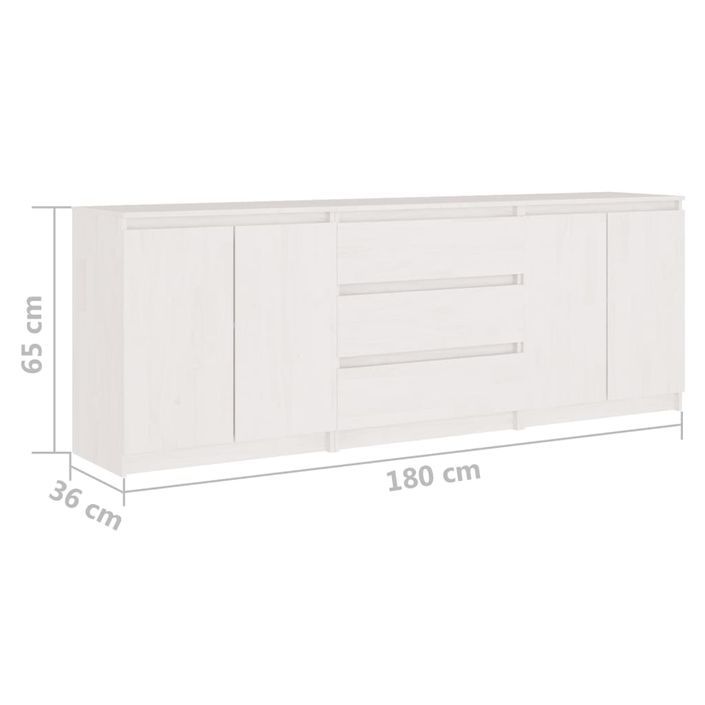 Armoire d'appoint Blanc 180x36x65 cm Bois de pin massif - Photo n°5