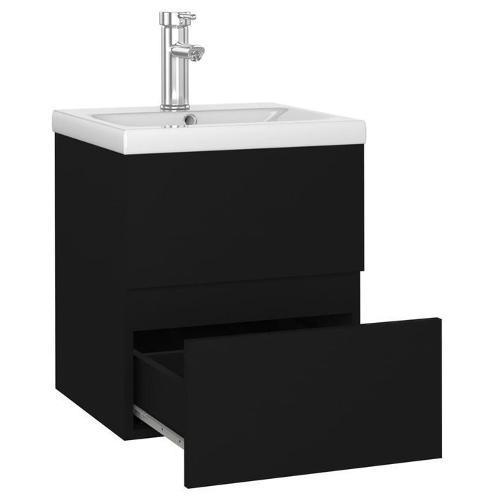 Armoire d'évier avec lavabo intégré 41 cm Noir 2 - Photo n°6