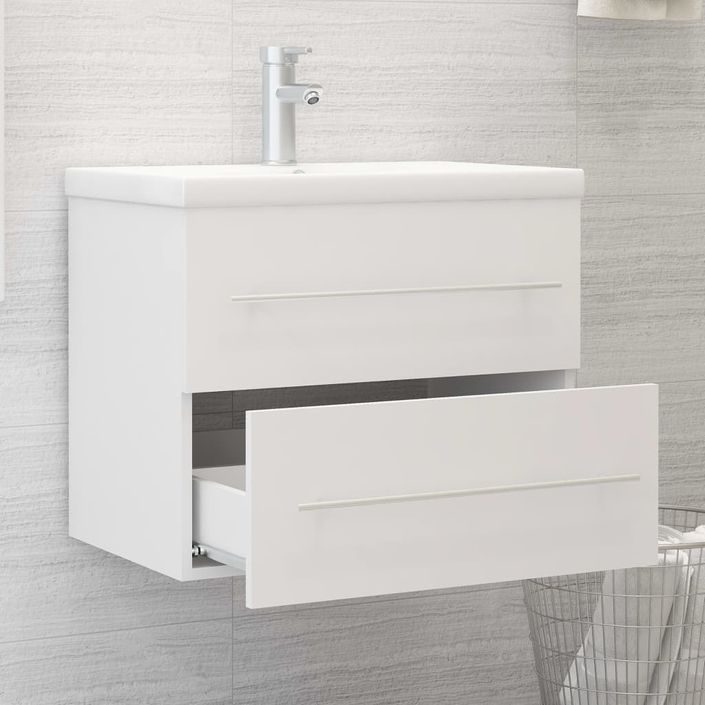 Armoire d'évier avec lavabo intégré Blanc 3 - Photo n°3