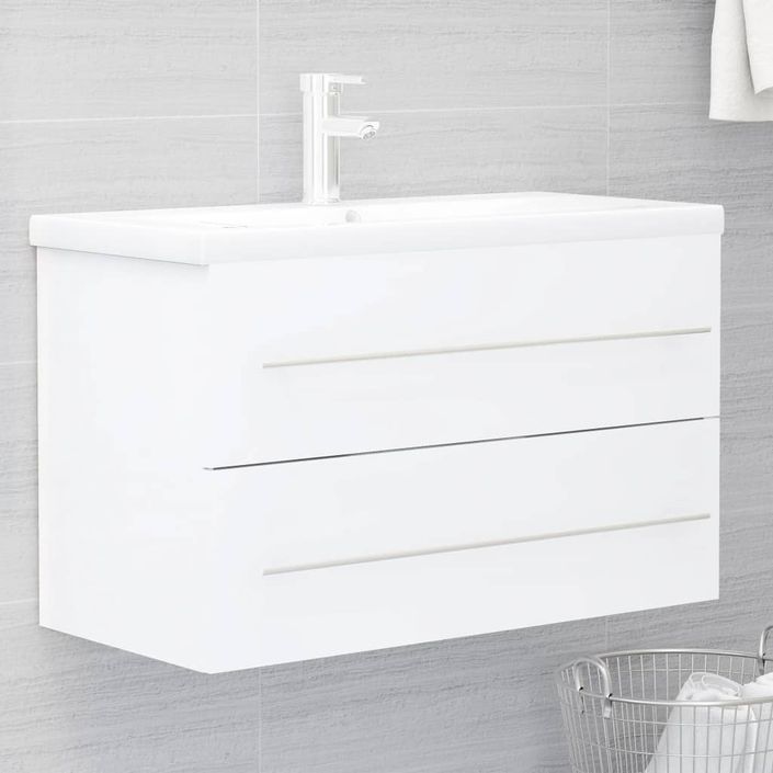 Armoire d'évier avec lavabo intégré Blanc 5 - Photo n°1