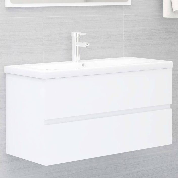 Armoire d'évier avec lavabo intégré Blanc 12 - Photo n°2