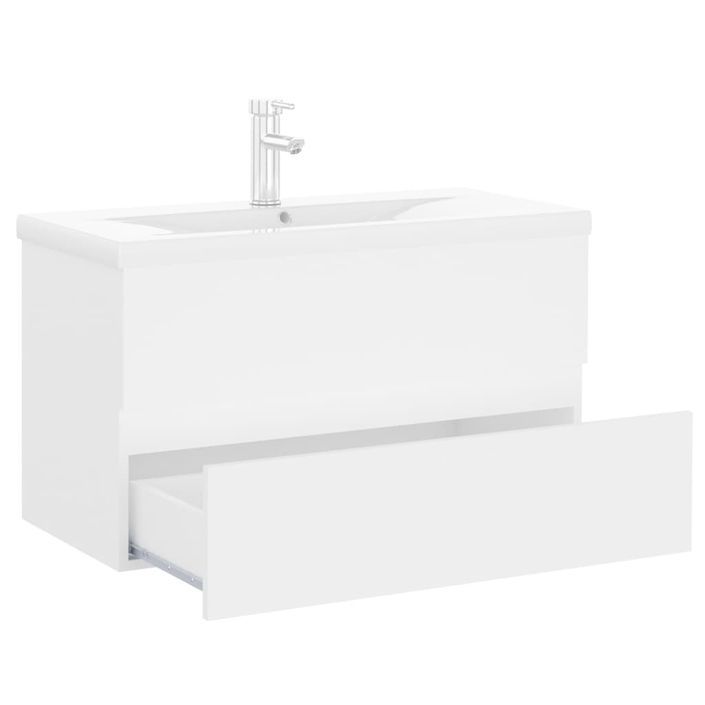 Armoire d'évier avec lavabo intégré Blanc 13 - Photo n°6