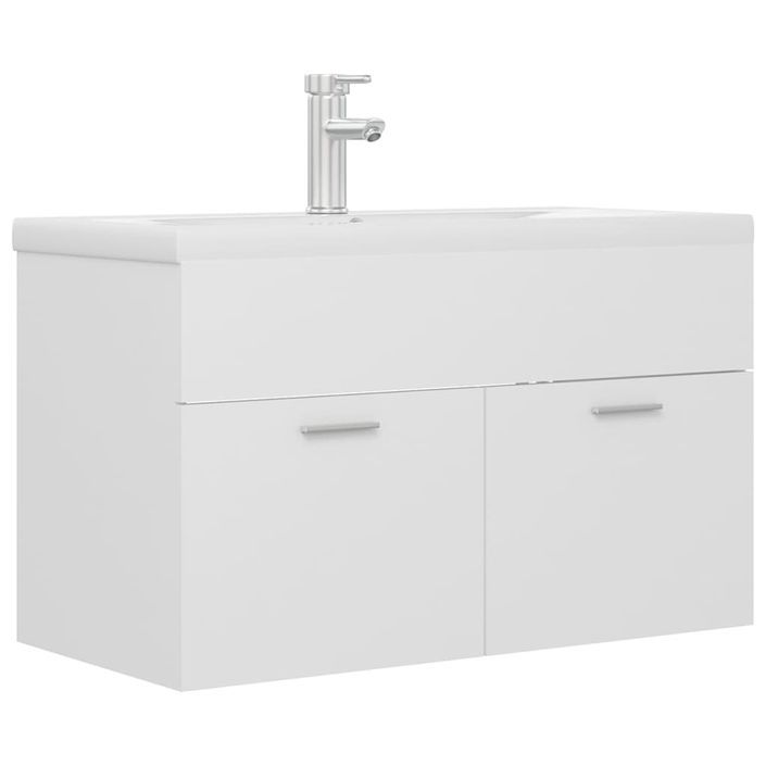 Armoire d'évier avec lavabo intégré Blanc 10 - Photo n°2