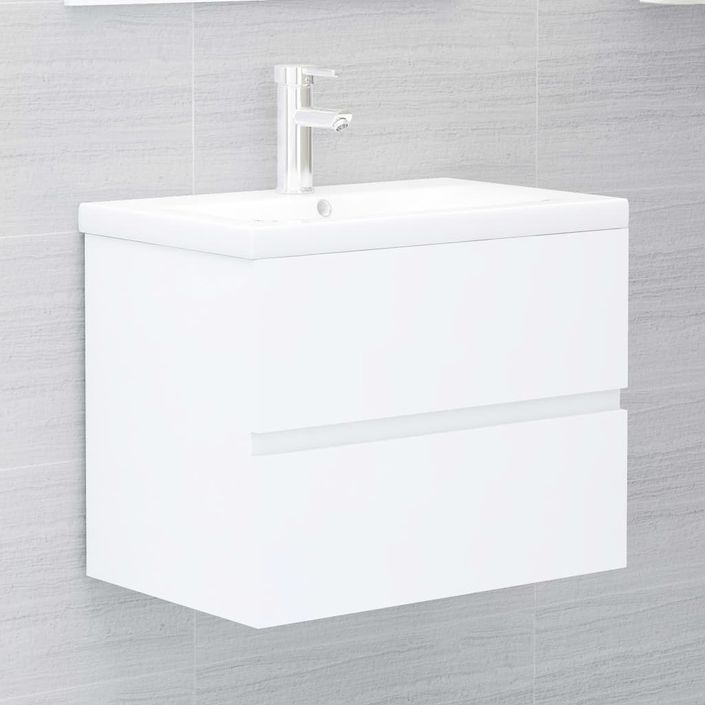 Armoire d'évier avec lavabo intégré Blanc 6 - Photo n°1