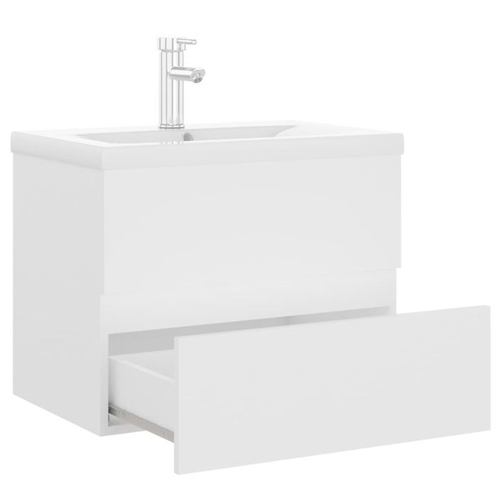 Armoire d'évier avec lavabo intégré Blanc 6 - Photo n°6