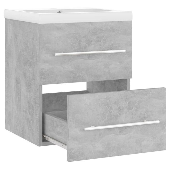 Armoire d'évier avec lavabo intégré Gris béton 3 - Photo n°9