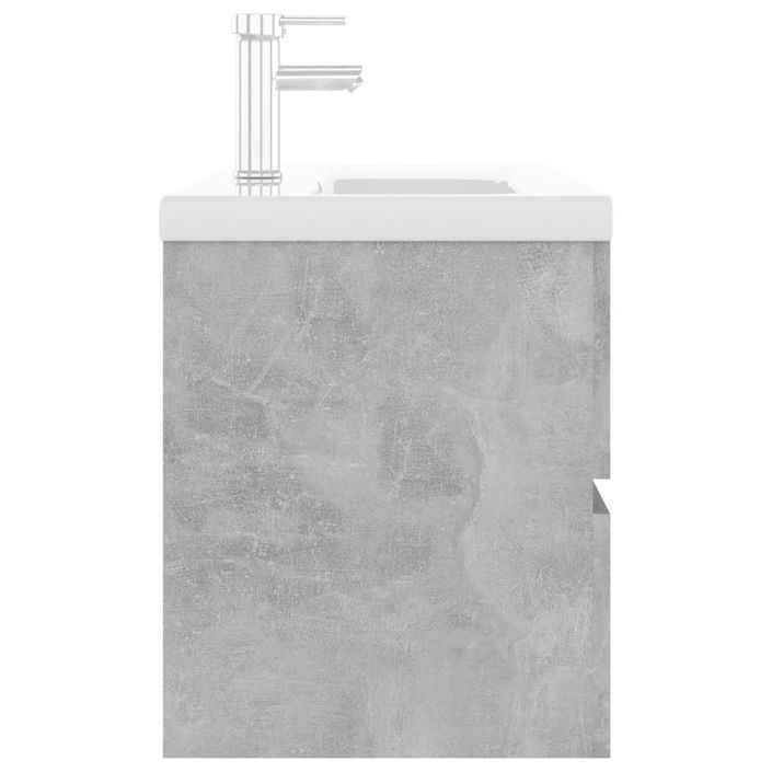 Armoire d'évier avec lavabo intégré Gris béton 19 - Photo n°5