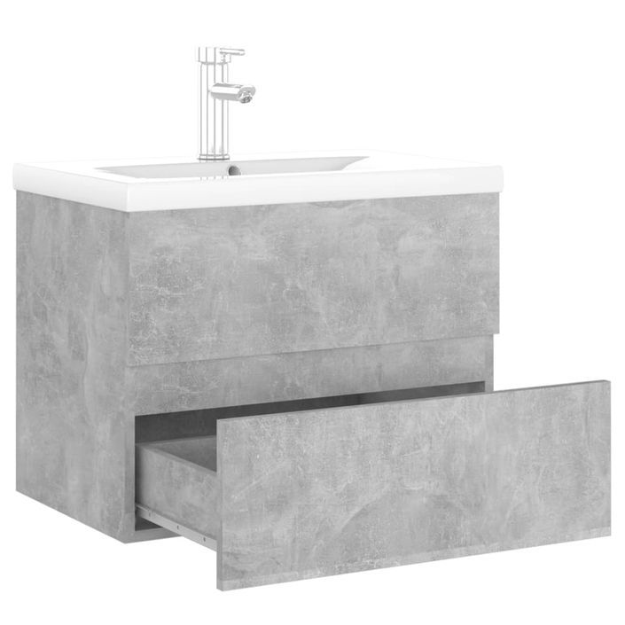 Armoire d'évier avec lavabo intégré Gris béton 13 - Photo n°6