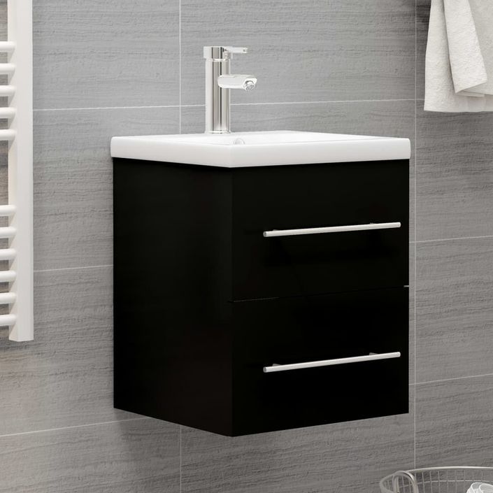 Armoire d'évier avec lavabo intégré Noir 2 - Photo n°1