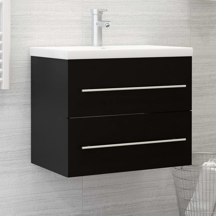 Armoire d'évier avec lavabo intégré Noir - Photo n°1