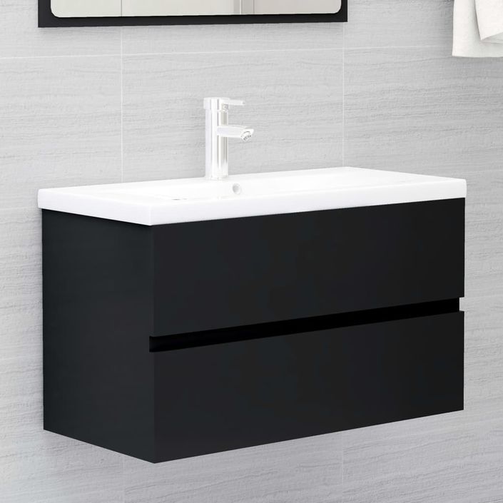 Armoire d'évier avec lavabo intégré Noir 8 - Photo n°1