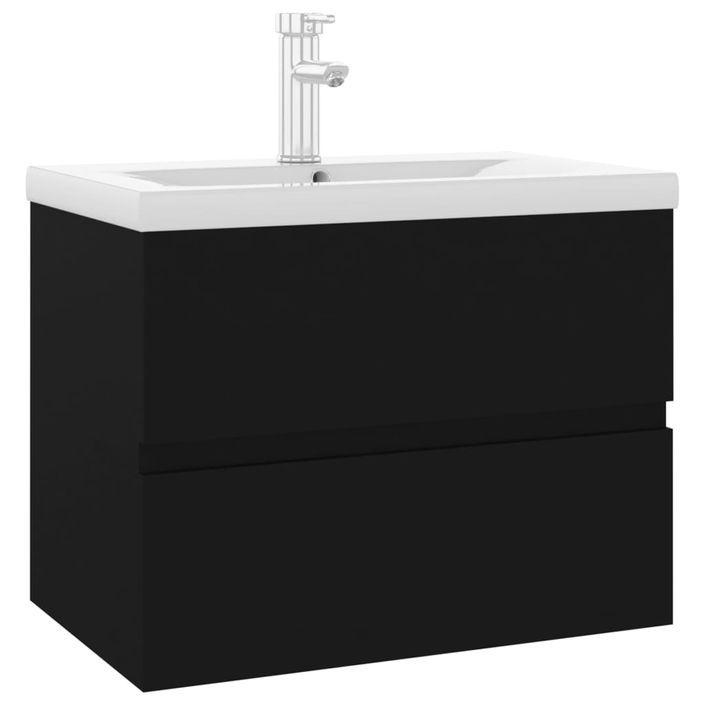 Armoire d'évier avec lavabo intégré Noir 14 - Photo n°2