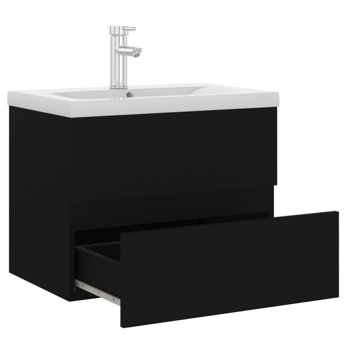 Armoire d'évier avec lavabo intégré Noir 14 - Photo n°6