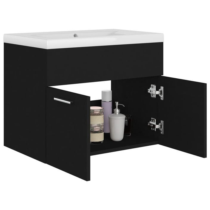 Armoire d'évier avec lavabo intégré Noir 9 - Photo n°6