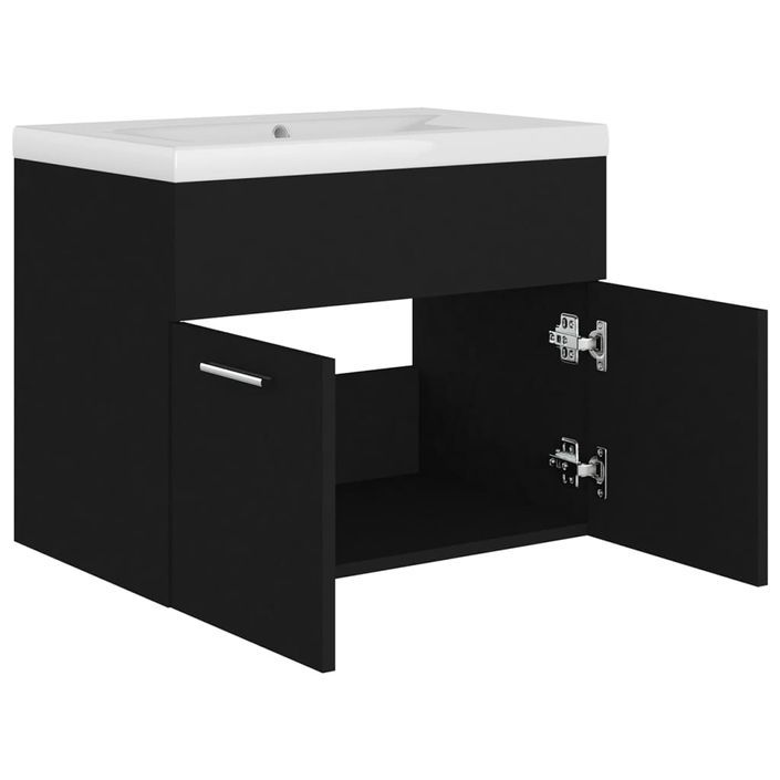 Armoire d'évier avec lavabo intégré Noir 9 - Photo n°7