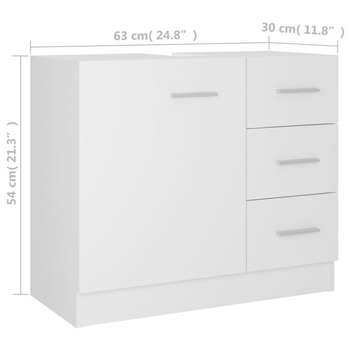 Armoire d'évier Blanc 63x30x54 cm - Photo n°8