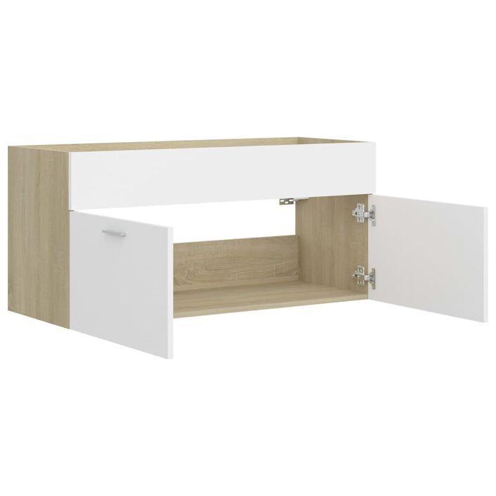 Armoire d'évier Blanc et chêne sonoma 100x38,5x46 cm - Photo n°5