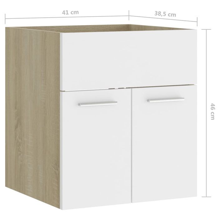 Armoire d'évier Blanc et chêne sonoma 41x38,5x46 cm - Photo n°8