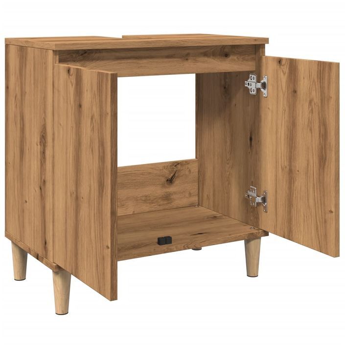 Armoire d'évier chêne artisanal 58x33x60 cm bois d'ingénierie - Photo n°5